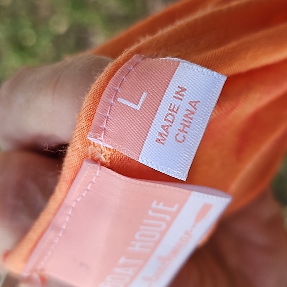 CUTE SZ L BOAT HOUSE BEACH WEAR Rayon Spandex orange tie dye effect SUN DRESS - Picture 7 of 10